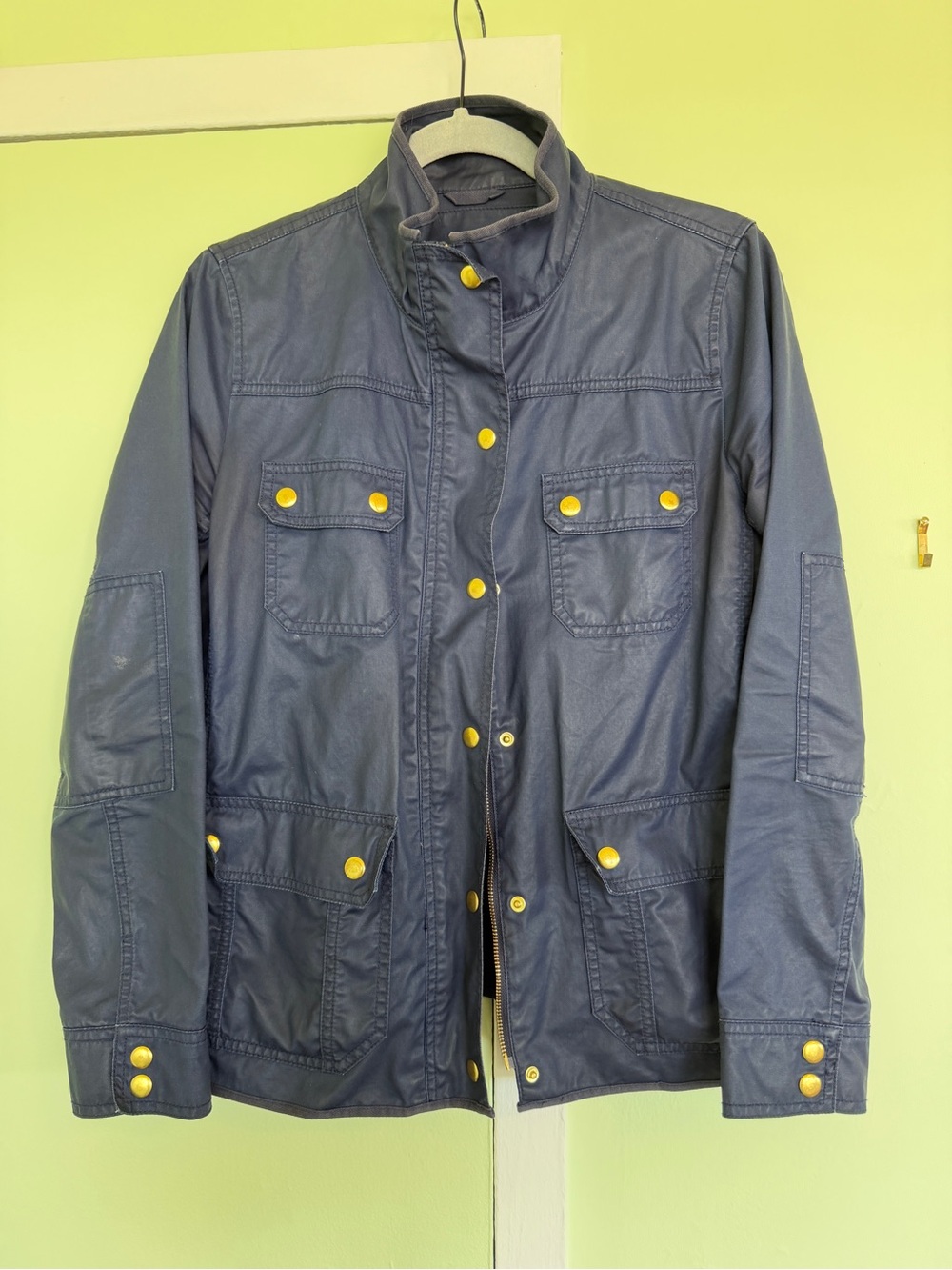 J Crew Navy Waxed Canvas Utility Jacket Medium